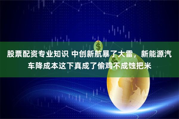 股票配资专业知识 中创新航暴了大雷，新能源汽车降成本这下真成了偷鸡不成蚀把米